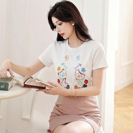 BY18646# 夏季穿搭白色t恤女新款巨好看的短袖上衣女设计感小众小衫女 服裝批發女裝批發服飾貨源