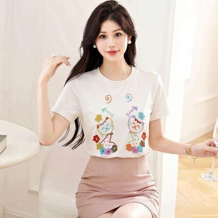 BY18646# 夏季穿搭白色t恤女新款巨好看的短袖上衣女设计感小众小衫女 服裝批發女裝批發服飾貨源