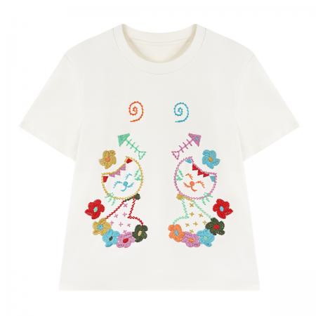 BY18646# 夏季穿搭白色t恤女新款巨好看的短袖上衣女设计感小众小衫女 服裝批發女裝批發服飾貨源