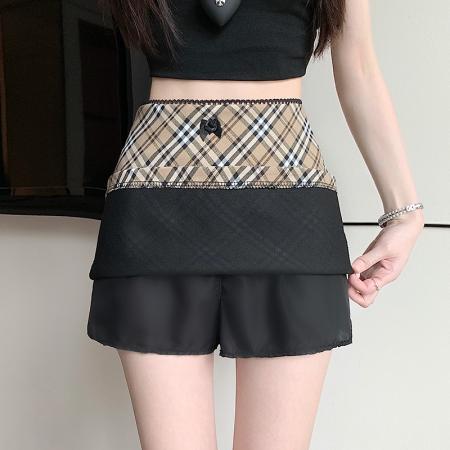 BY18654# 新款切尔西复古格纹半身裙女蕾丝腰头辣妹包臀裙女 服裝批發女裝批發服飾貨源