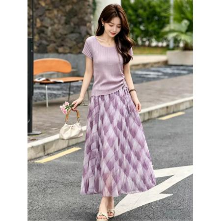 BY18708# 专柜品质巨短袖针织上衣半身裙两件套女夏季超火穿搭一整套装 服裝批發女裝批發服飾貨源