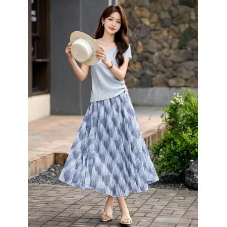 BY18708# 专柜品质巨短袖针织上衣半身裙两件套女夏季超火穿搭一整套装 服裝批發女裝批發服飾貨源