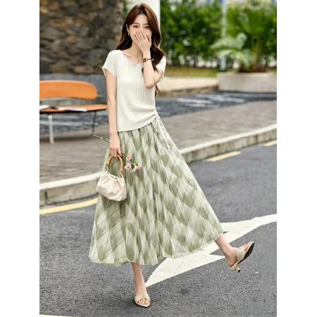 BY18708# 专柜品质巨短袖针织上衣半身裙两件套女夏季超火穿搭一整套装 服裝批發女裝批發服飾貨源