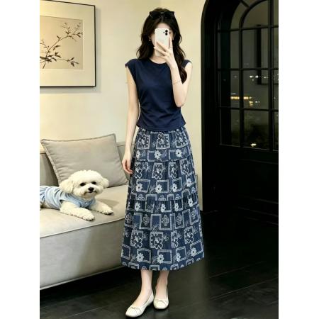 BY18712# 专柜品质巨好看的夏季日常穿搭一整套新款度假风印花裙两件套 服裝批發女裝批發服飾貨源