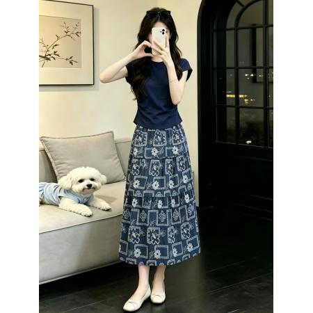 BY18712# 专柜品质巨好看的夏季日常穿搭一整套新款度假风印花裙两件套 服裝批發女裝批發服飾貨源