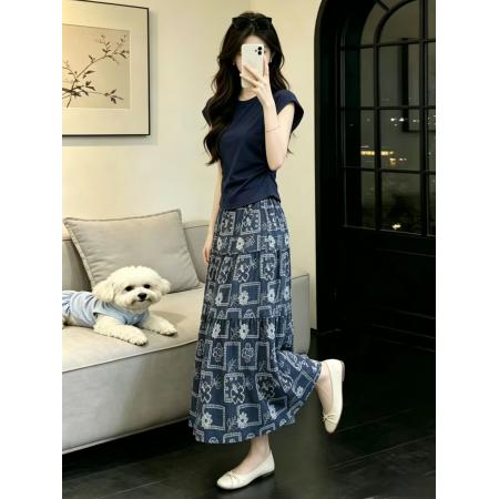 BY18712# 专柜品质巨好看的夏季日常穿搭一整套新款度假风印花裙两件套 服裝批發女裝批發服飾貨源