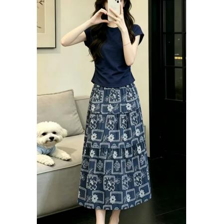 BY18712# 专柜品质巨好看的夏季日常穿搭一整套新款度假风印花裙两件套 服裝批發女裝批發服飾貨源