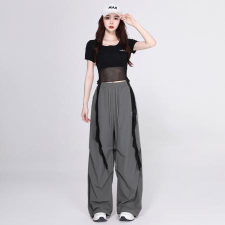 BY18731# 体操服露脐显瘦爵士舞演出服宽松减龄街舞超酷套装 服裝批發女裝批發服飾貨源