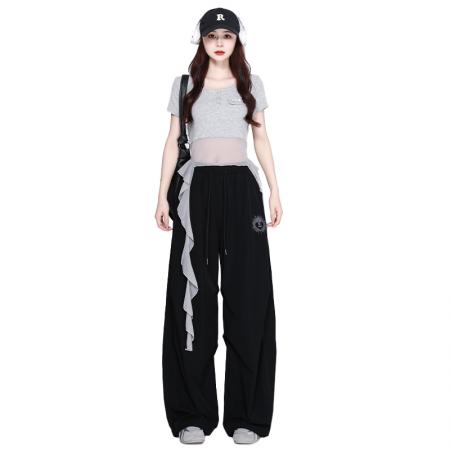 BY18731# 体操服露脐显瘦爵士舞演出服宽松减龄街舞超酷套装 服裝批發女裝批發服飾貨源