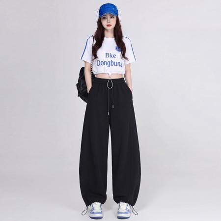 BY18736# 爵士舞露脐显瘦宽松减龄演出服体操服街舞超酷套装 服裝批發女裝批發服飾貨源