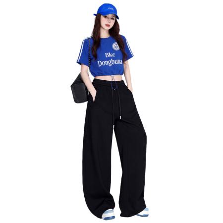 BY18736# 爵士舞露脐显瘦宽松减龄演出服体操服街舞超酷套装 服裝批發女裝批發服飾貨源