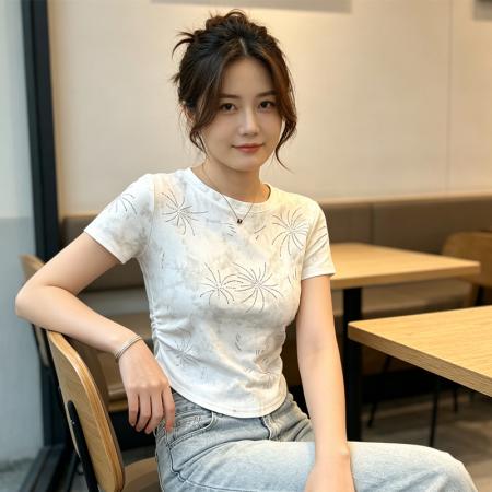 BY18754# 夏季新款美式辣妹正肩圆领烫钻短袖女收腰时尚百搭爆款上衣潮 服裝批發女裝批發服飾貨源