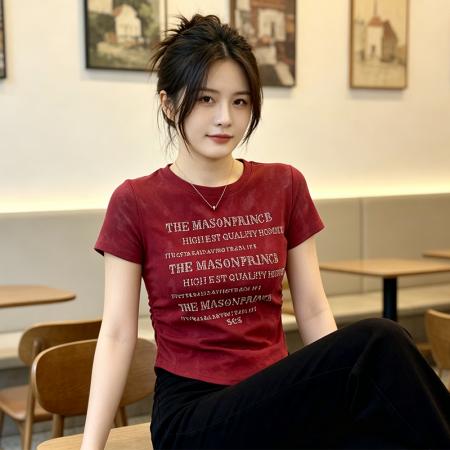 BY18756# 夏季新款正肩圆领烫钻短袖女收腰时尚百搭爆款上衣潮 服裝批發女裝批發服飾貨源