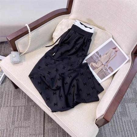 BY18760# 醋酸直筒裤女夏新款植绒裤子高腰显瘦长裤ins潮休闲垂感气质女裤 服裝批發女裝批發服飾貨源