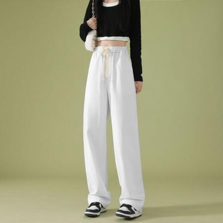 BY18763# oversize裤子日系慵懒坠感军绿色工装裤女秋高腰阔腿休闲拖地长裤 服裝批發女裝批發服飾貨源