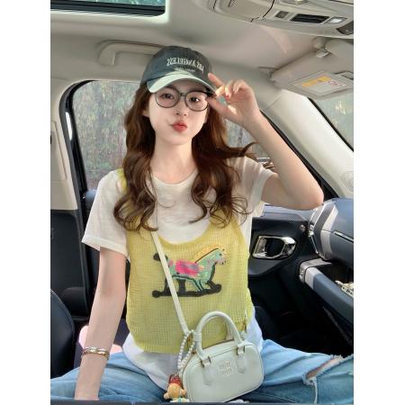 BY18766# 假两件拼接短袖t恤女新款夏季薄款设计感宽松减龄小个子上衣 服裝批發女裝批發服飾貨源