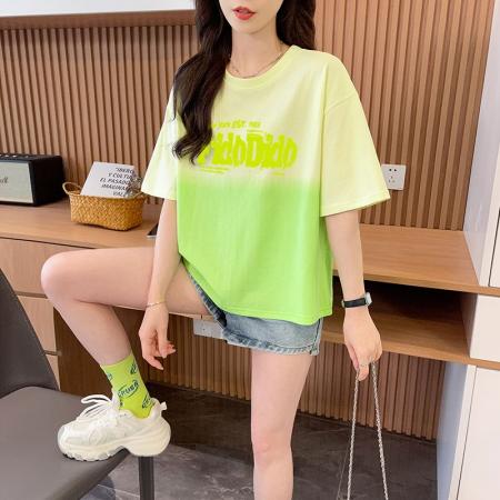 BY18771# 抖音质量/纯棉/后包领/宽松短款时尚拼色扎染上衣 服裝批發女裝批發服飾貨源