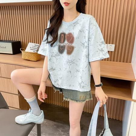 BY18772# 抖音质量/纯棉/后包领/宽松短款扎染时尚上衣 服裝批發女裝批發服飾貨源