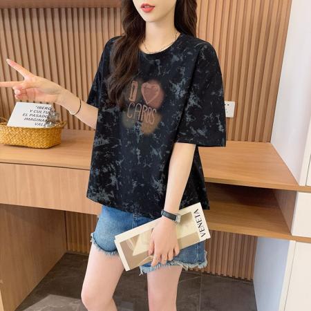 BY18772# 抖音质量/纯棉/后包领/宽松短款扎染时尚上衣 服裝批發女裝批發服飾貨源