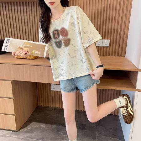 BY18772# 抖音质量/纯棉/后包领/宽松短款扎染时尚上衣 服裝批發女裝批發服飾貨源