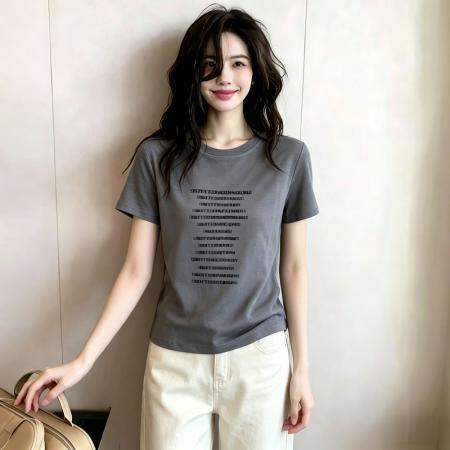 BY18805# 夏季新款字母印花通勤ins韩版绝美短袖T恤上衣女 服裝批發女裝批發服飾貨源