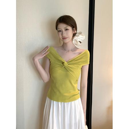 BY18810# 温柔气质显白百搭立体纽结洋气轻薄针织上衣 服裝批發女裝批發服飾貨源