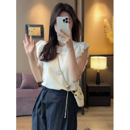 BY18822# 白色镂空露背蕾丝长袖t恤女新款爆款夏季宽松设计感休闲上衣 服裝批發女裝批發服飾貨源