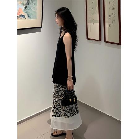 BY18840# 五一出游出片穿搭一整套小个子韩系无袖碎花裙套装女夏季新款 服裝批發女裝批發服飾貨源