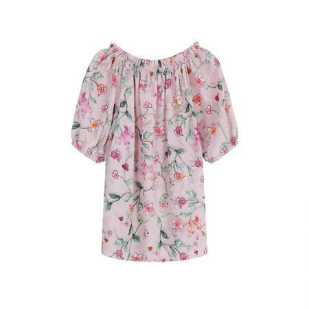 BY18848# 法式漂亮上衣一字肩长袖雪纺碎花衬衫女 服裝批發女裝批發服飾貨源