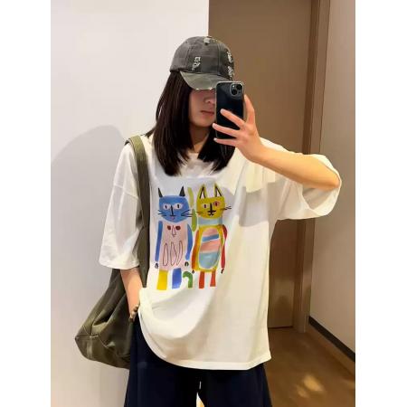 BY18856# 棉春夏装短袖T恤女韩版印花 服裝批發女裝批發服飾貨源