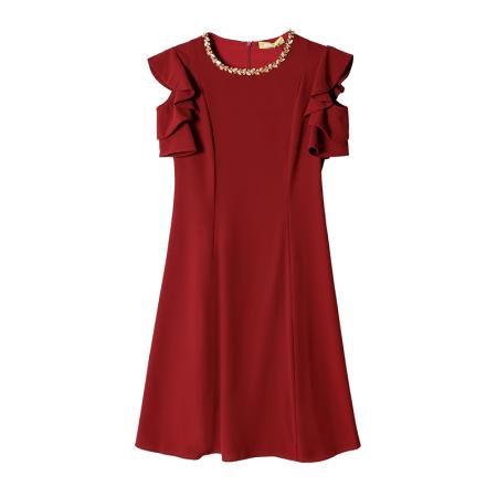 BY18872# 小香风气质连衣裙夏季新款名媛轻奢露肩镶钻收腰显瘦裙子 服裝批發女裝批發服飾貨源