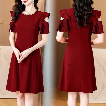 BY18872# 小香风气质连衣裙夏季新款名媛轻奢露肩镶钻收腰显瘦裙子 服裝批發女裝批發服飾貨源