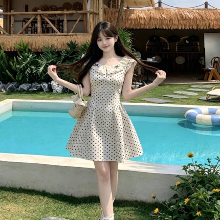 BY18873# 夏季波点连衣裙蕾丝花边蝴蝶结甜妹A字裙修身显瘦小个子短裙 服裝批發女裝批發服飾貨源