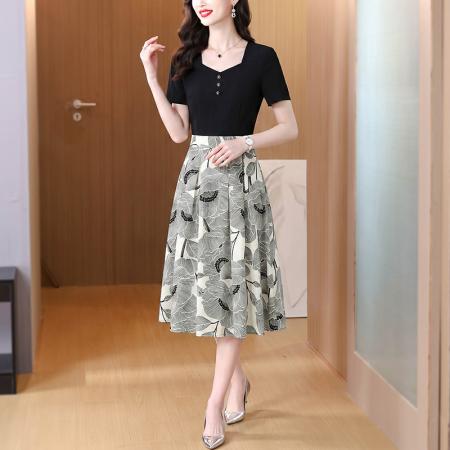 BY18886# 黑色连衣裙女夏季新款女装流行收腰显瘦高级感 服裝批發女裝批發服飾貨源