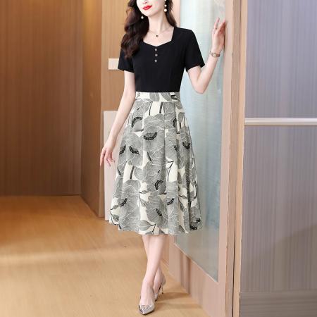 BY18886# 黑色连衣裙女夏季新款女装流行收腰显瘦高级感 服裝批發女裝批發服飾貨源