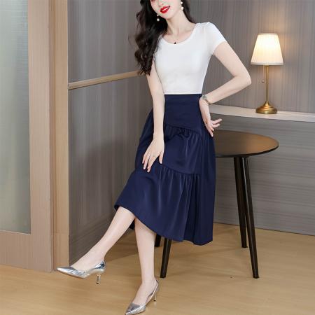 BY18890# 简约飘逸裙子女夏季新款时尚优雅显瘦百搭舒适半身裙 服裝批發女裝批發服飾貨源