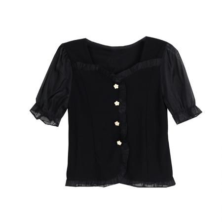 BY18894# 休闲短袖t恤女夏季新款洋气时尚百搭收腰半袖小衫上衣潮 服裝批發女裝批發服飾貨源