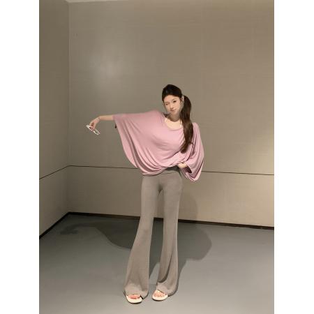 BY18897# 斗篷T恤短袖上衣+高腰瑜伽裤垂垂休闲裤 服裝批發女裝批發服飾貨源