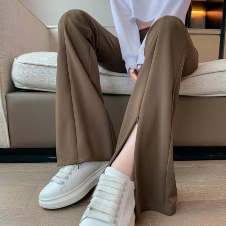 BY18901# 新款开叉微喇叭裤修身显瘦韩版高腰休闲长裤女 服裝批發女裝批發服飾貨源