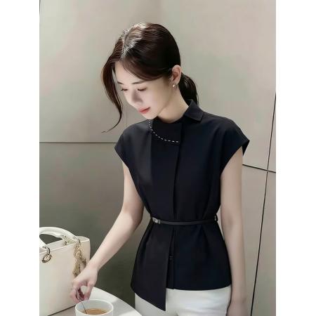 BY18924# 黑色衬衫女夏...