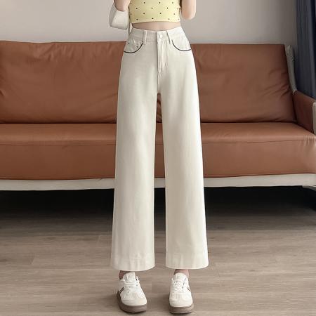 BY18969# 九分直筒牛仔裤女春秋夏季新款宽松垂感韩版显瘦小个子裤 服裝批發女裝批發服飾貨源