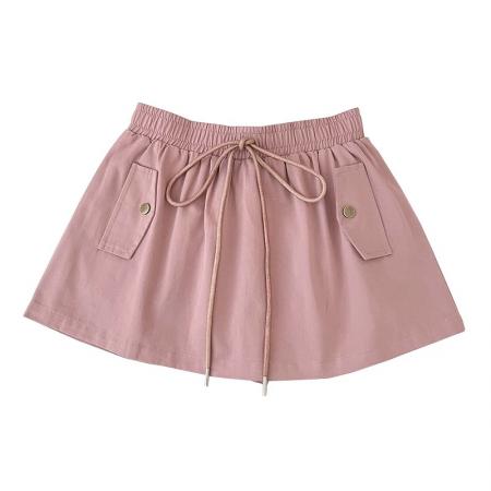 BY18977# 韩版休闲百搭纯色松紧高腰显瘦半身裙防走光短裙a字裙女夏季新款 服裝批發女裝批發服飾貨源