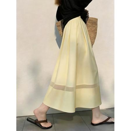 BY18985# 法式气质黄色半身裙女夏季新款小个子高级感独特超好看长裙子 服裝批發女裝批發服飾貨源