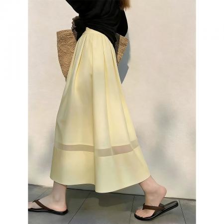 BY18985# 法式气质黄色半身裙女夏季新款小个子高级感独特超好看长裙子 服裝批發女裝批發服飾貨源