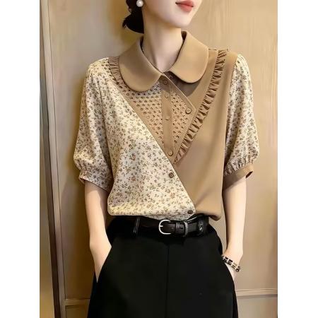 BY18998# 夏季新款独特百搭短袖上衣设计高级感衬衫绝美气质显瘦小衫 服裝批發女裝批發服飾貨源