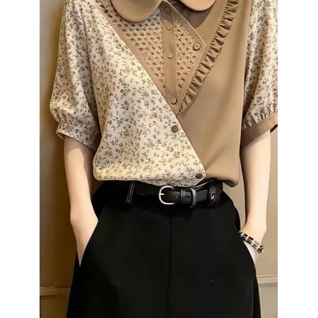 BY18998# 夏季新款独特百搭短袖上衣设计高级感衬衫绝美气质显瘦小衫 服裝批發女裝批發服飾貨源