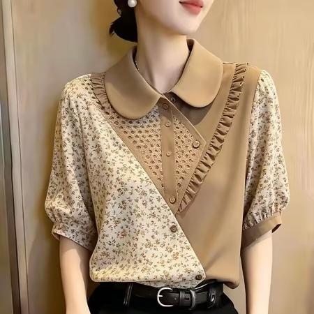 BY18998# 夏季新款独特百搭短袖上衣设计高级感衬衫绝美气质显瘦小衫 服裝批發女裝批發服飾貨源