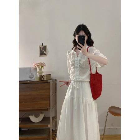 BY18999# 韩系松驰感薄款衬衫套装女夏季新款半裙高级两件套 服裝批發女裝批發服飾貨源