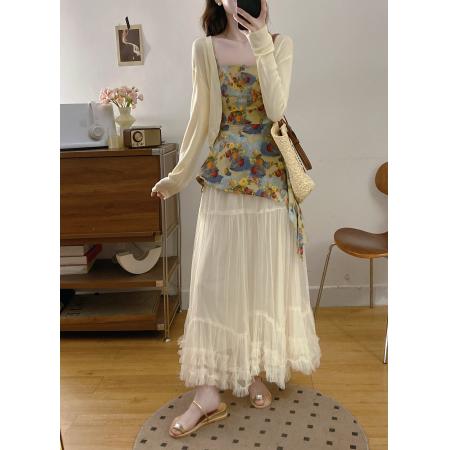 BY19000# 不规则收腰碎花吊带背心新款夏季小众设计感显瘦套装 服裝批發女裝批發服飾貨源