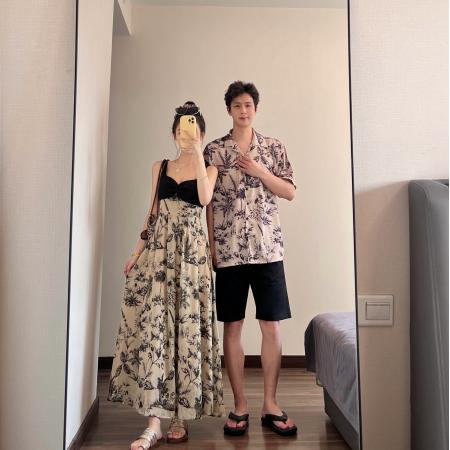 BY19038# 情侣装夏季新中式吊带裙海边度假沙滩裙一裙一衣 服裝批發女裝批發服飾貨源